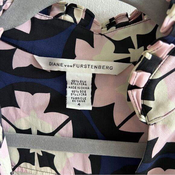 DIANE VON FURSTENBERG ATHENA CAMEO BLOSSOM STRETCH SILK LONG SLEEVE DRESS SZ 4 - Picture 11 of 12